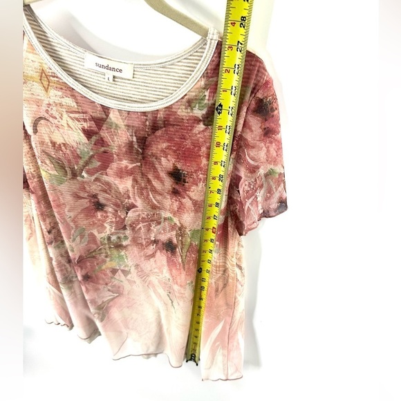 Sundance Size Large Top Ever Blooming Floral Mesh Layered Blouse Shirt Pink USA - Picture 7 of 8